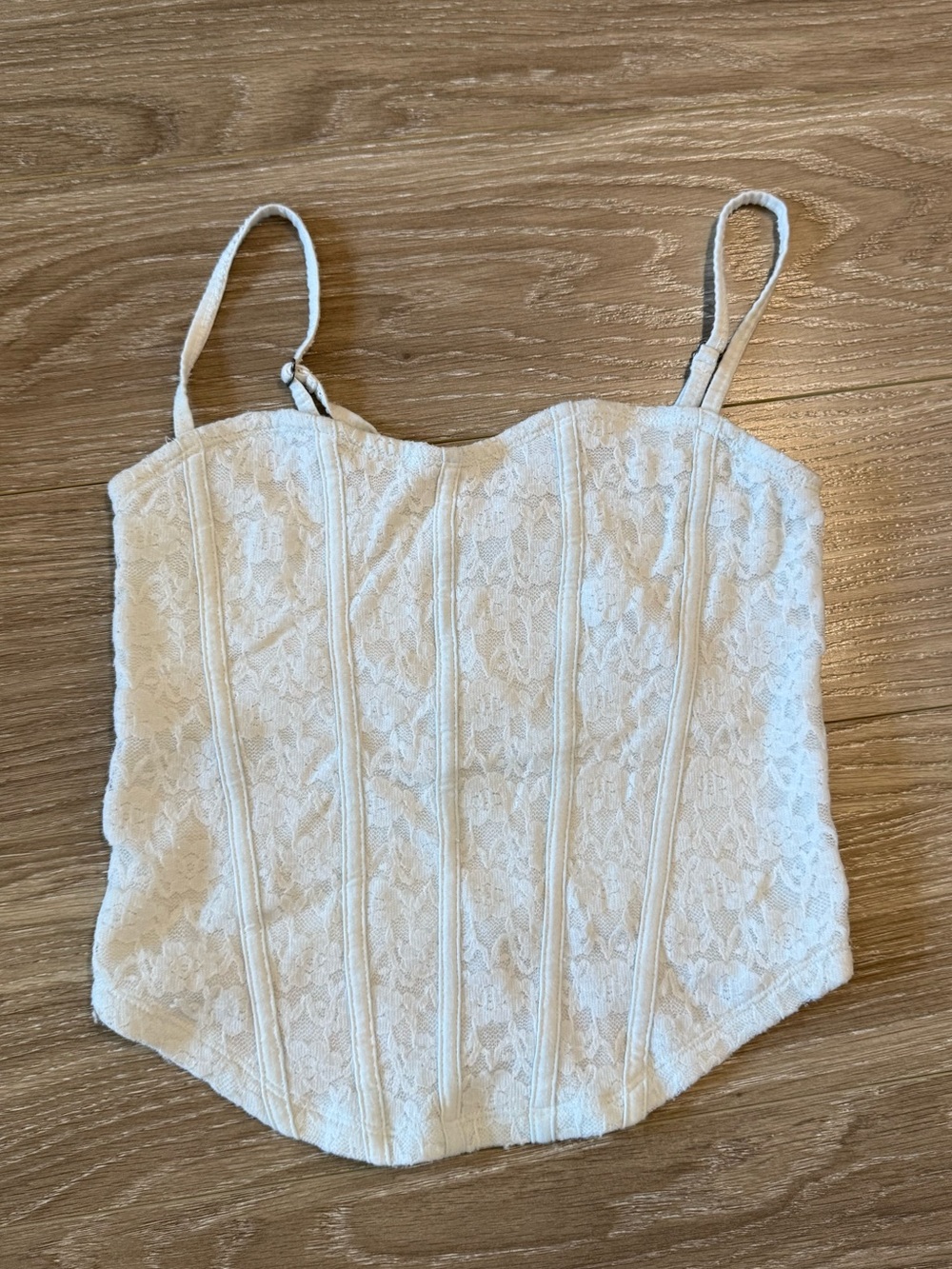 Hollister White Lace Corset Tank Top
